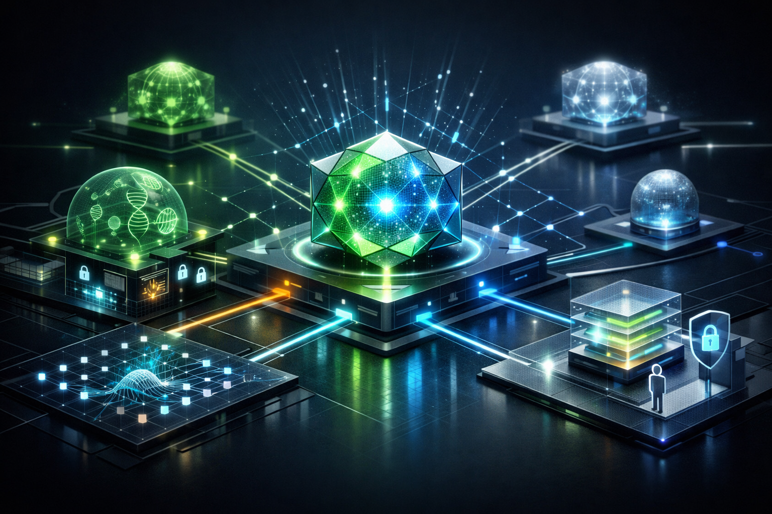 Editorial abstract cover for GPT-5.6 Sol: Re-evaluating Reliability Boundaries for Production AI, showing a gpt-5.6 and openai update as connected infrastructure signals
