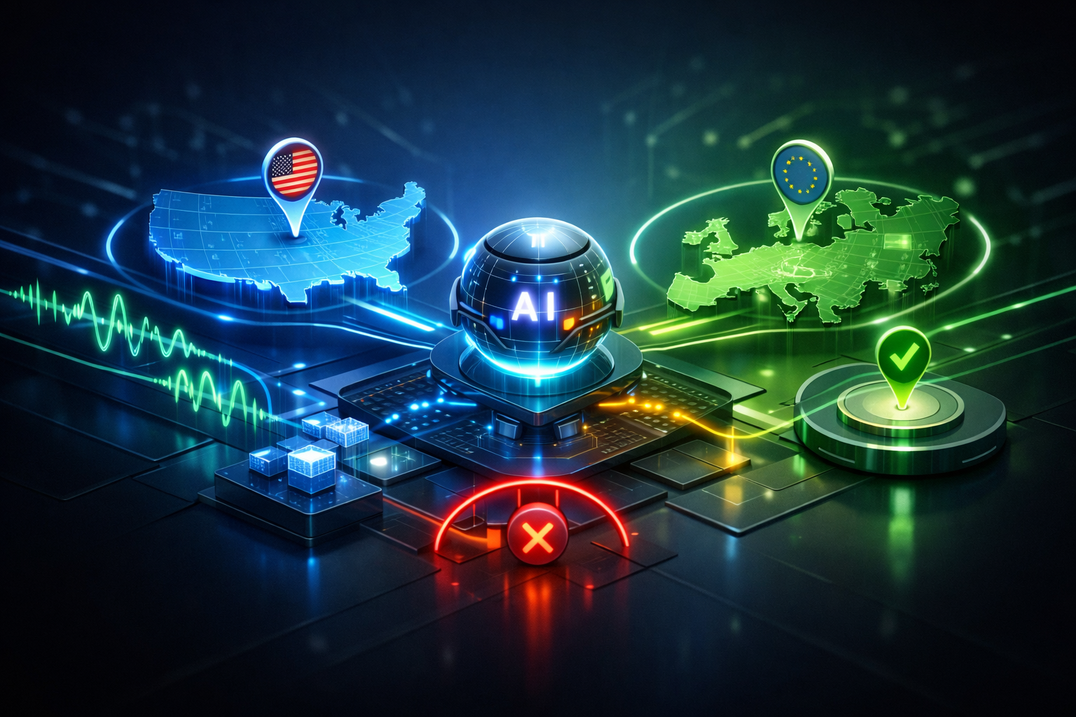 Editorial abstract cover for Regional Inference Introduced on AI Gateway, showing a ai-gateway and regional-inference update as connected infrastructure signals