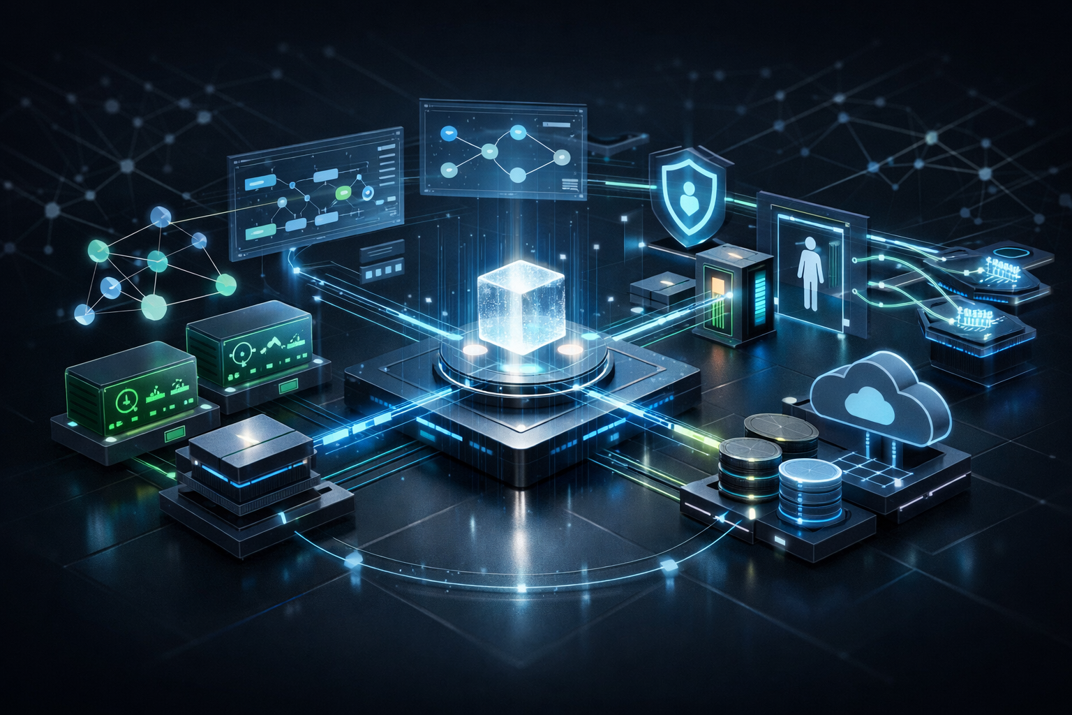 Editorial abstract cover for Agent Workloads Are Getting Their Own Control Plane, showing a vercel and better-auth update as connected infrastructure signals
