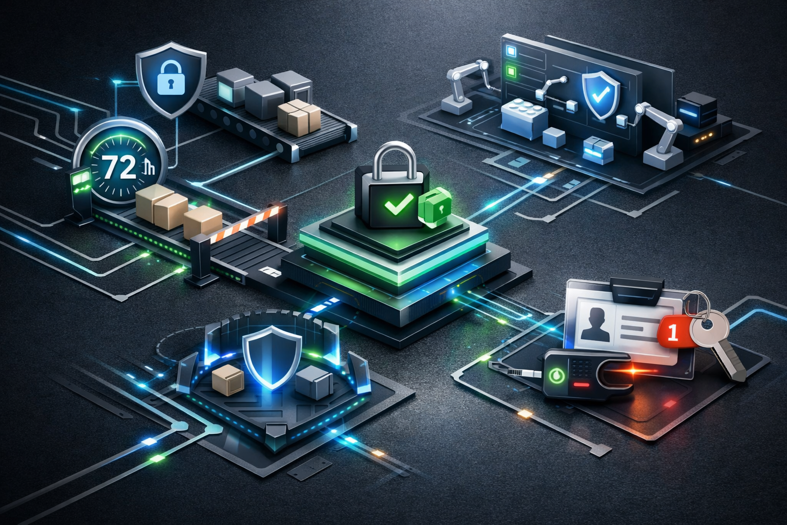 Editorial abstract cover for Software Supply-Chain Security Is Moving From Guidance to Enforced Controls, showing a supply-chain-security and npm update as connected infrastructure signals