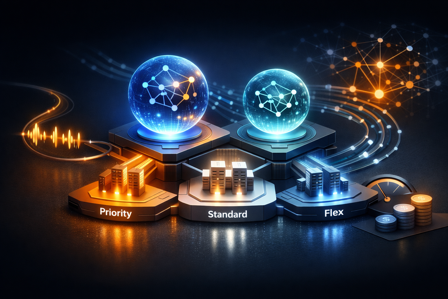 Editorial abstract cover for Vercel AI Gateway Adds Gemini Models and Service Tiers for Cost-Latency Control, showing a gemini and ai-gateway update as connected infrastructure signals